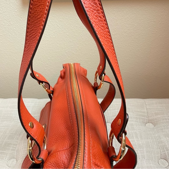 MICHAEL KORS Orange Gold Logo Pebbled Leather Handbag / Bag / Purse - Picture 4 of 12